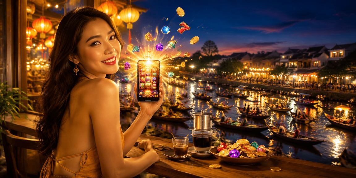Người chơi slot game bên ly cà phê Việt Nam tại Cần Thơ