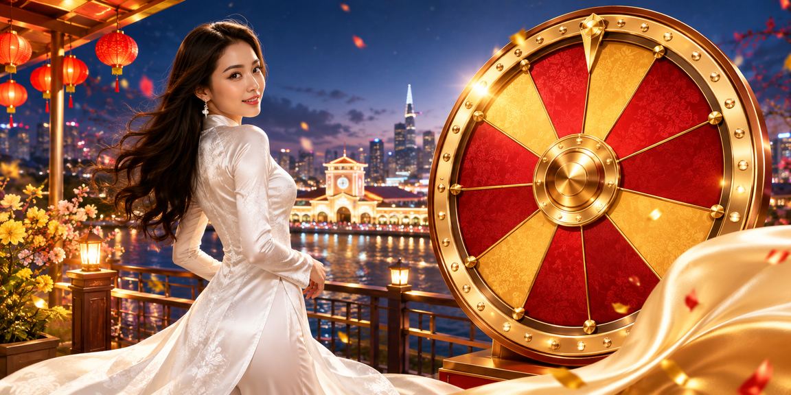 Người phụ nữ áo dài tham gia chương trình quay thưởng may mắn tại TP.HCM