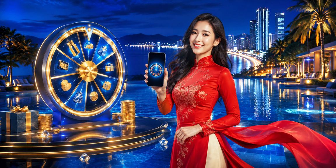 Người phụ nữ mặc áo dài tham gia chương trình quay thưởng may mắn tại Nha Trang
